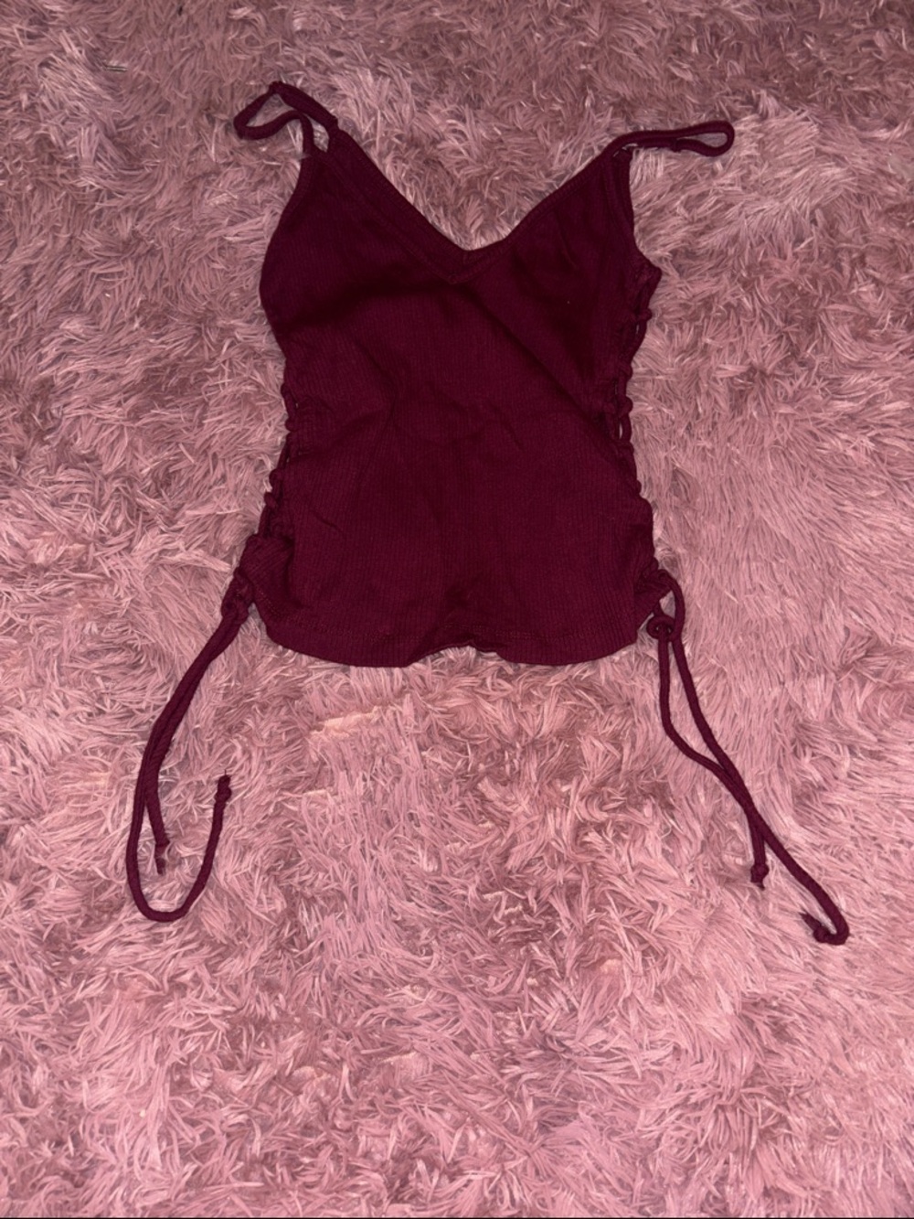 Ambiance Burgundy Ruched Side V-Neck Camisole